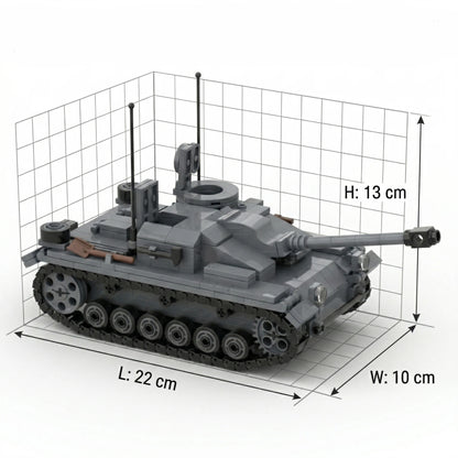 WW2 German StuG III Ausf G Assault Gun Building Blocks Toy Set Military Tank Destroyer Bricks Model Stug3 for Collectors