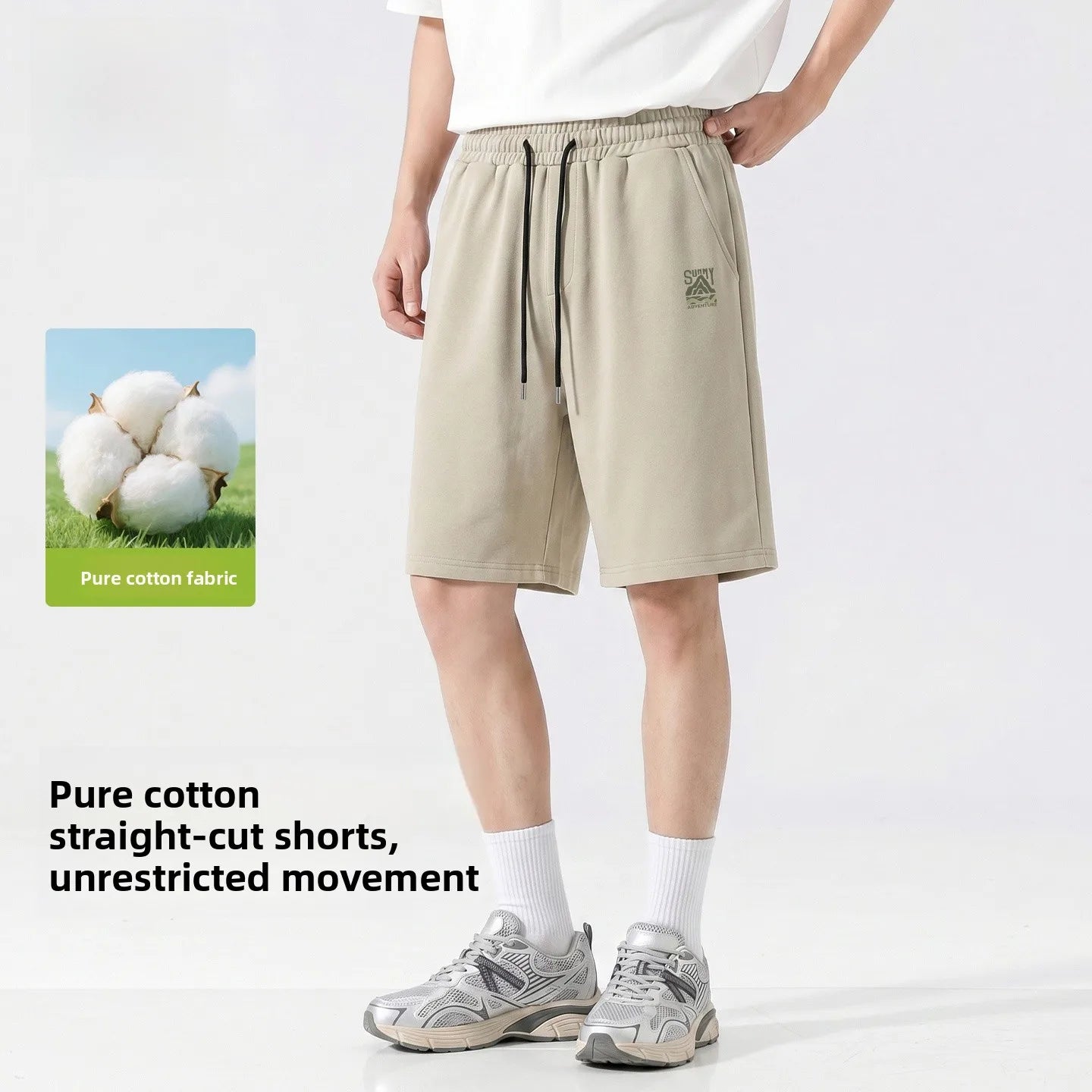 Baleno Men's Basketball Shorts Pure Cotton Sporty Casual Grey Summer Leisure Loose Fit Elastic Waist Short Length Pants