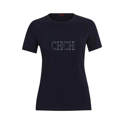CHCH Women's T-shirt Summer New High Quality Round Neck Embroidered Texture Top