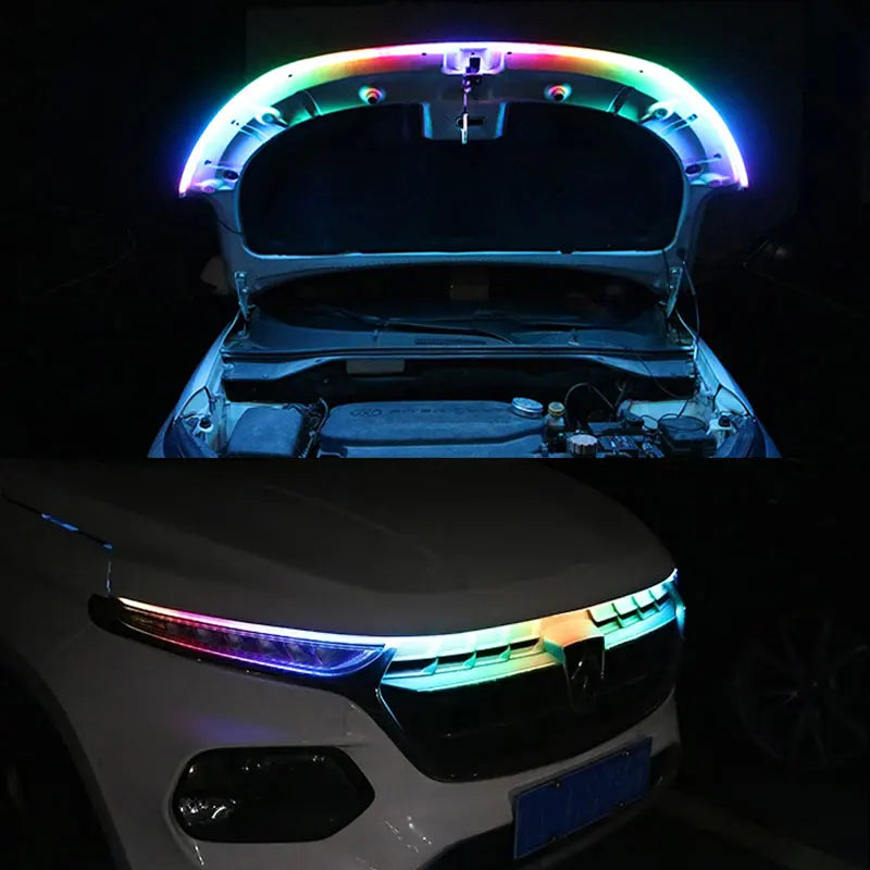 LED Car Hood Symphony Light Strip Daytime Running Light APP Remote Control RGB Led Colorful Auto Decorative Atmosphere Light 12V