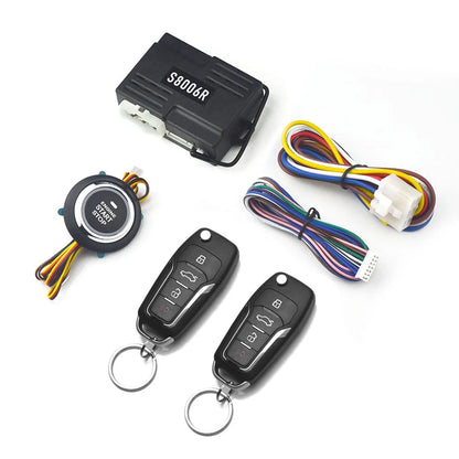 Universal Car Alarm Start Stop Ignition Button Keyless Start System Remote Start 2 Remote Controls Central locking system