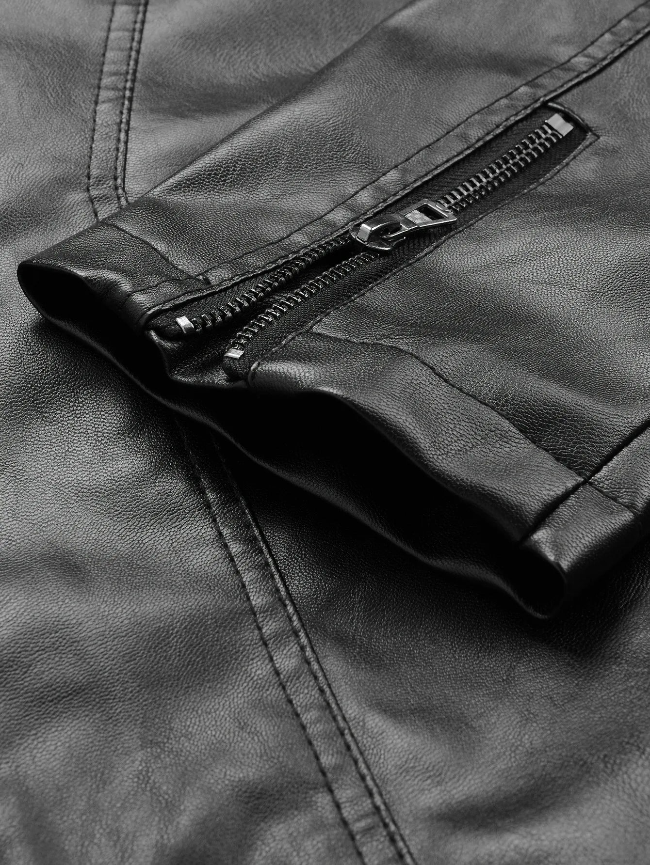 Men's Small Stand-Up Collar Leather Jacket, Windproof and Warm, Stylish and Form-Fitting, Suitable for Daily Commuting, Street Wear, Autumn and Winter Outings, Casual Gatherings with Friends, Casual Entertaining, and Short Tr