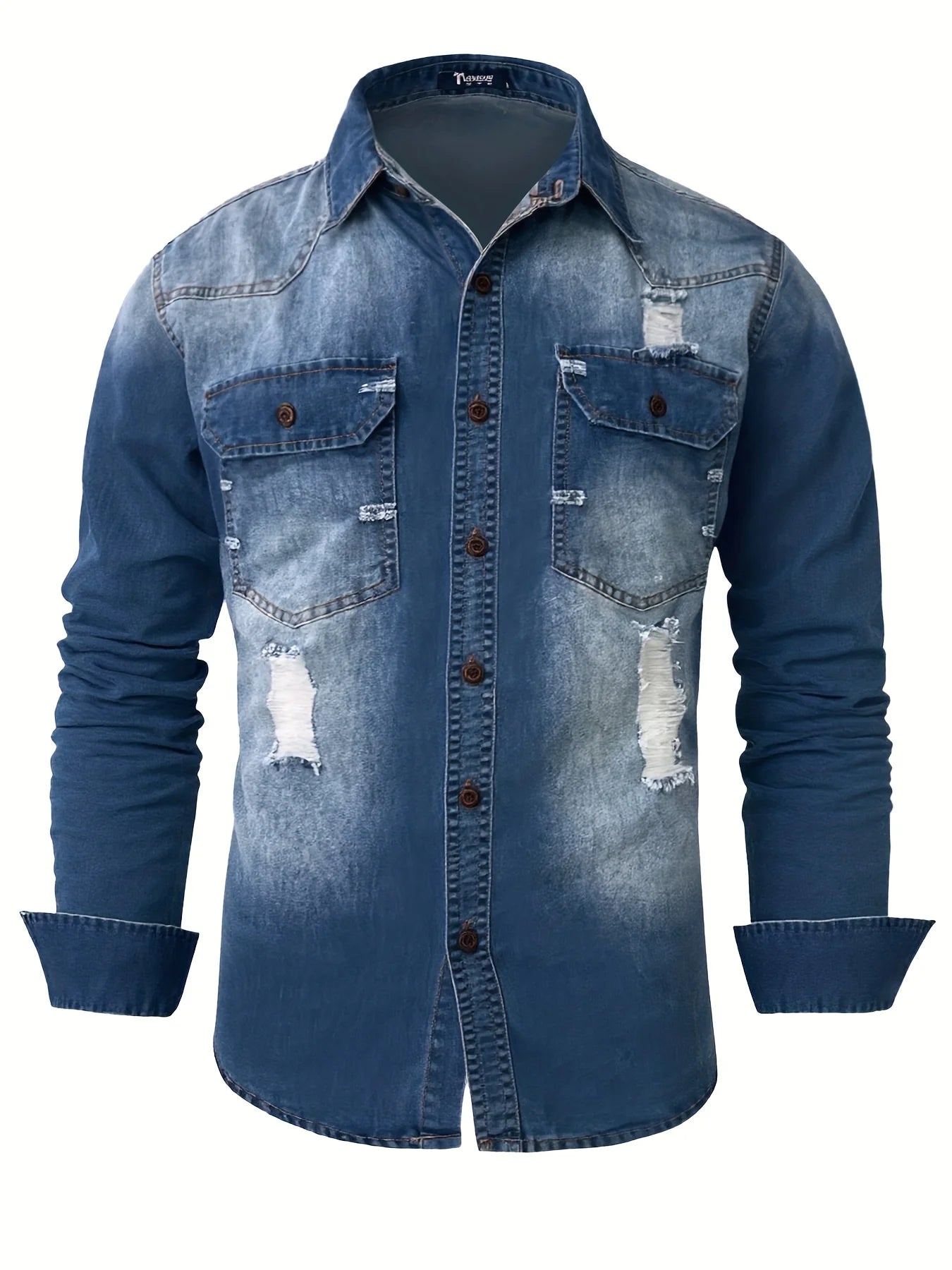 Denim Shirt Long Sleeve New Style Trendy Men's Casual Versatile High-Grade Pocket T-Shirt Denim Men's Shirt