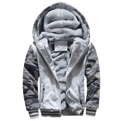 Men's Winter Jackets Thick Warm Jacket Brand Sportswear Coat Pants Solid Color Fleece Zipper Hooded Long Sleeved Male Outerwear