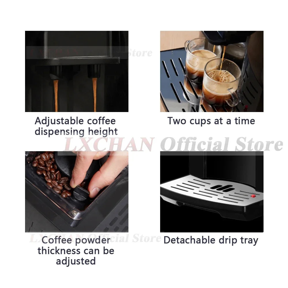 HomeWise Full Automatic 19 Bar Coffee Maker Coffee Bean Grinder Milk Foam Espresso Coffee Machine Hot Water and Milk Froth