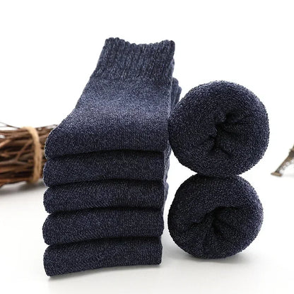 5pairs Winter Merino Wool Socks for Men Super Thick Warm High Quality Harajuku Retro Snow Casual Antifreeze Cashmere Socks Men