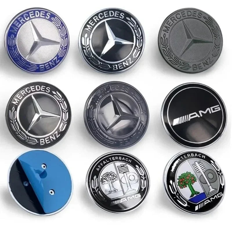 57mm Star Flat Hood Bonnet Logo Mercedes Benz W204 W124 W201 W202 W212 W220 W205 Emblem Badge stickers automobile Accessorie