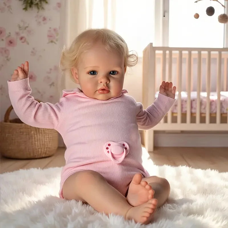 NPK 24inch Ellie Toddler Doll Princess Girl Lifelike Reborn Soft Touch 3D Skin Art Doll with Hand Rooted Hair Newborn Simulation