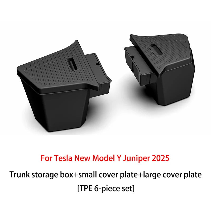 For Tesla Model Y Juniper 2026 2025 Trunk Side Storage Box Rear Trunk Organizer Flocking Mat Partition Anti-dirty Accessories