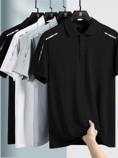 Quick Dry Ice Silk Short Sleeve  Shirt Men's Style Summer Thin Casual Business High End Top Shirt T-Shirt for Men