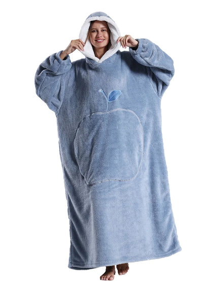 Fashion Cartoon Oversized Blanket Hoodie for Women Men Hoodies Sherpa Fleece Winter Thick Plus Size Couple Sweatshirts Korean