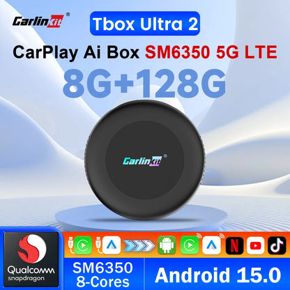 CarlinKit CarPlay Ai Box Android 15 Ultra2 SM6350 8GB+128GB Smart Android TV Box Wireless CarPlay Android Auto GPS For OEM Cars