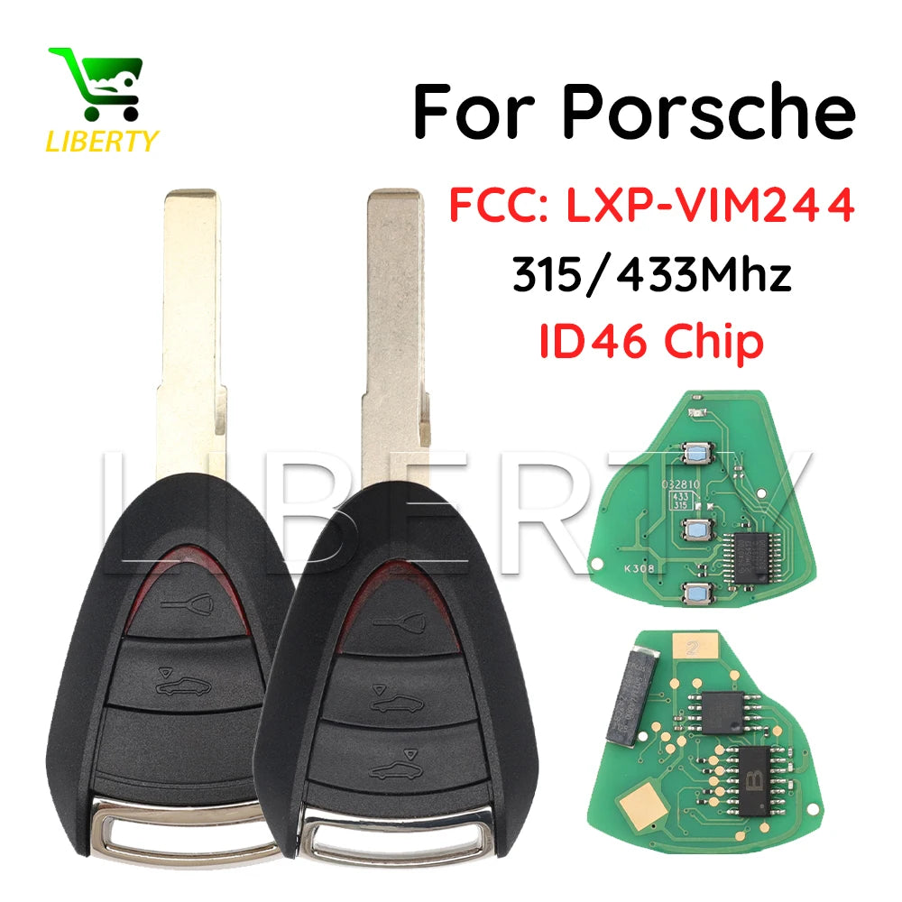 Liberty Smart Car Remote Key Fob For Porsche Carrera Cayman 911 987 996 997 Boxster S 2S 4S Turbo Targa 315/433MHz ID 46CHIP