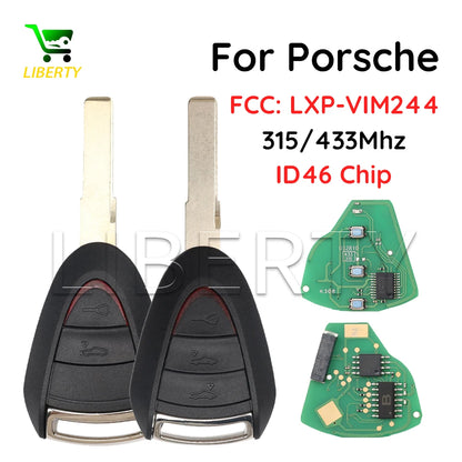 Liberty Smart Car Remote Key Fob For Porsche Carrera Cayman 911 987 996 997 Boxster S 2S 4S Turbo Targa 315/433MHz ID 46CHIP