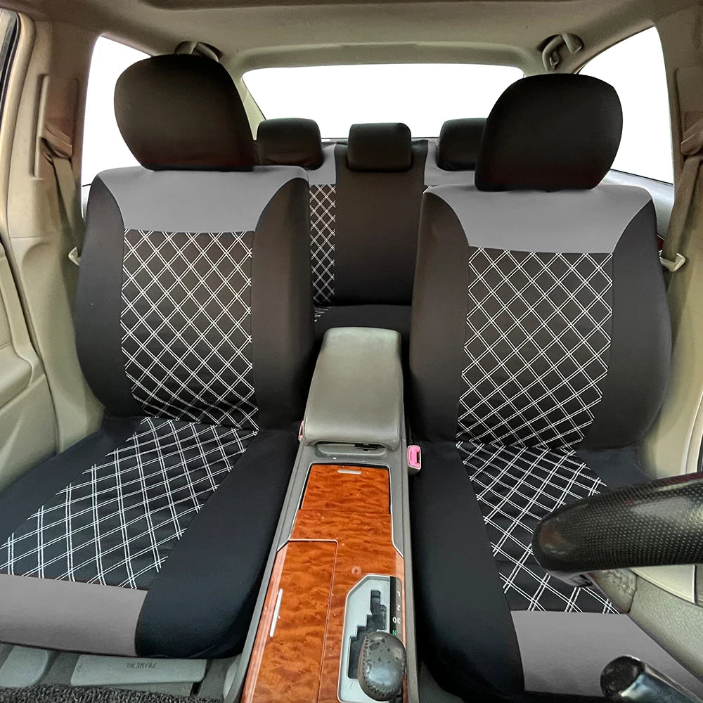 Car Seat Covers Double Line Embroidery Quilted Splicing Universal Size Fit For Most Car Polyester Fabric Seat Covers For Car