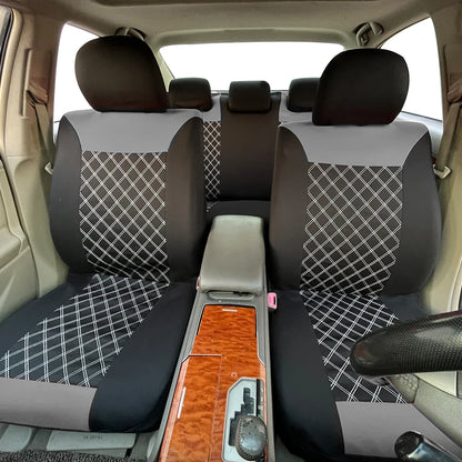 Car Seat Covers Double Line Embroidery Quilted Splicing Universal Size Fit For Most Car Polyester Fabric Seat Covers For Car