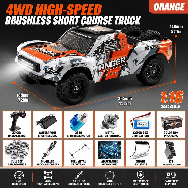 In Stock HBX 3100A 1:16 2026 New Brushless 4WD RC Short Course Truck Blue High Speed Off-Road LED Lights Waterproof Electronics