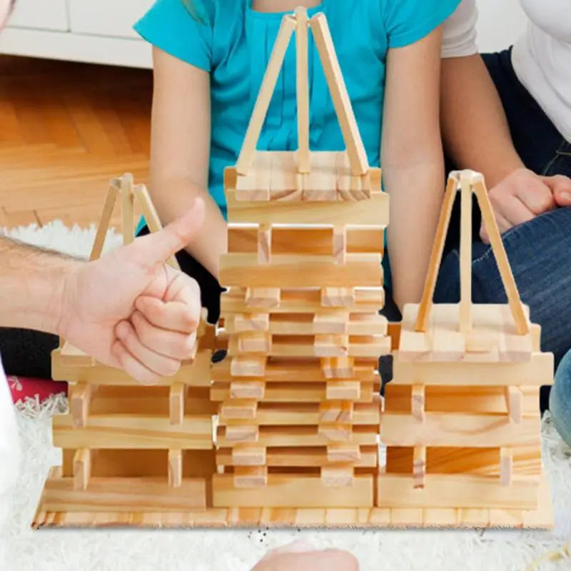 Wooden Building Blocks 100pcs Stacking Block Toy Construction Toy Wooden Toddler Toys Fine Motor Toys For Kids Wood Blocks For