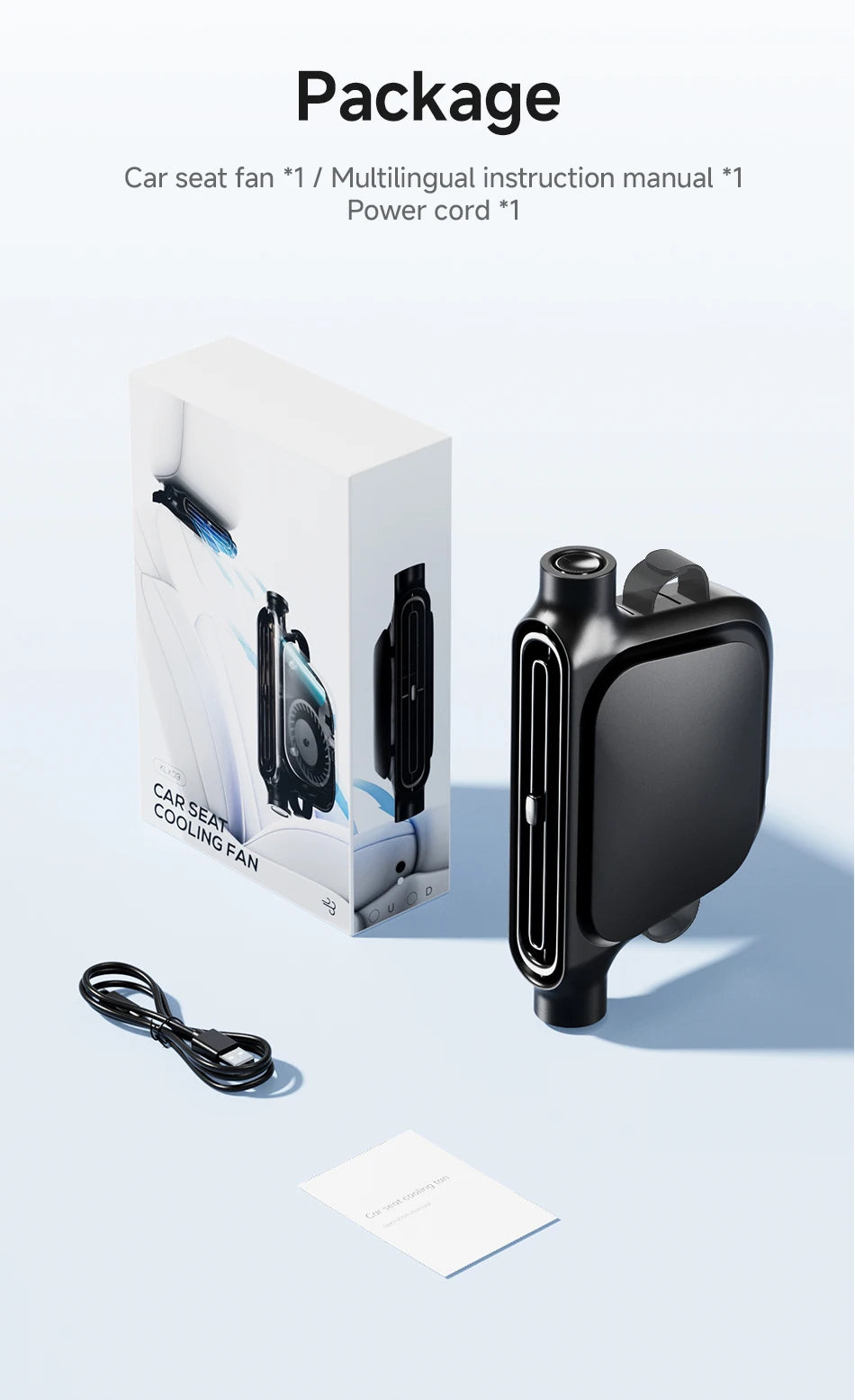 Car Backseat Cooling Fan Wide-angle Airflow High Air Volume Car Cooler USB Powered Summer Essential AirCirculator Fast Delivery