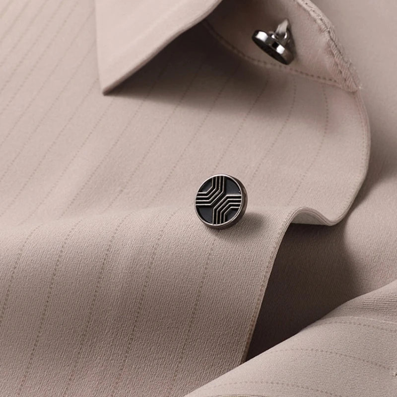 Men's Stretch Stripe Shirt - Elegant Slim Fit Long Sleeve for Business Casual | Wrinkle-Resistant Office-to-Commute Wear M-4XL