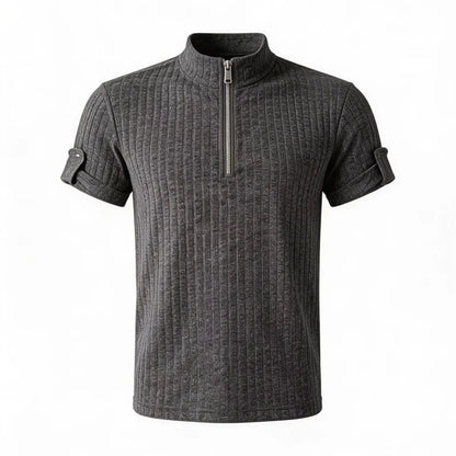 Summer Cleanfit Half-Zip Knit Striped T-Shirts For Men 2026 Solid Color Basis Gym Clothing Man Retro Street Y2K Casual Tee Tops