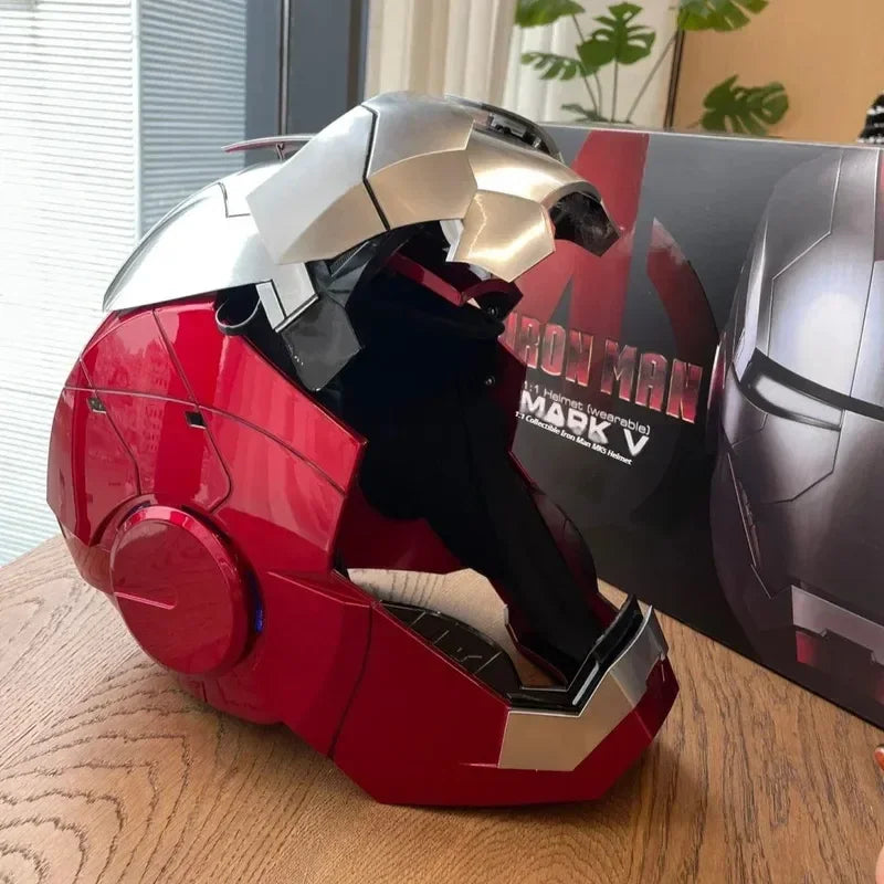 【IN STOCK】Iron Man 1/1 Cosplay Helmet MK5 Gold/Black/Silvery Electric Voice Control Helmet Led Eyes Metal Mask Model Toys Gift