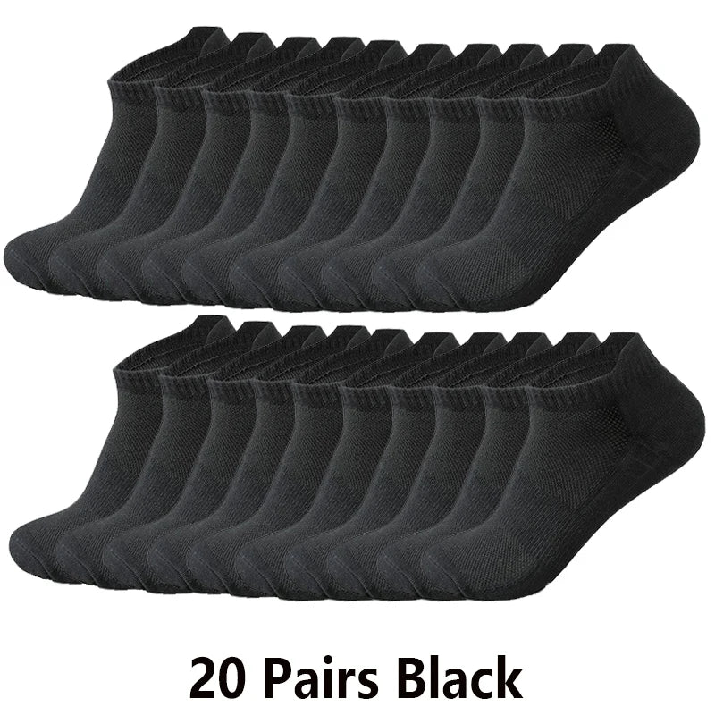 10/20 Pairs Ankle Socks Men Women Breathable Mesh Cotton Socks Running Sports Solid Color Boat Socks Couple Student Ear thletic