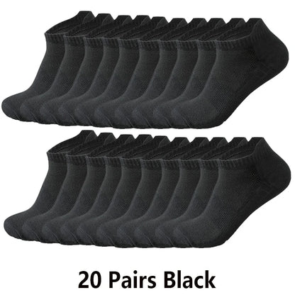 10/20 Pairs Ankle Socks Men Women Breathable Mesh Cotton Socks Running Sports Solid Color Boat Socks Couple Student Ear thletic