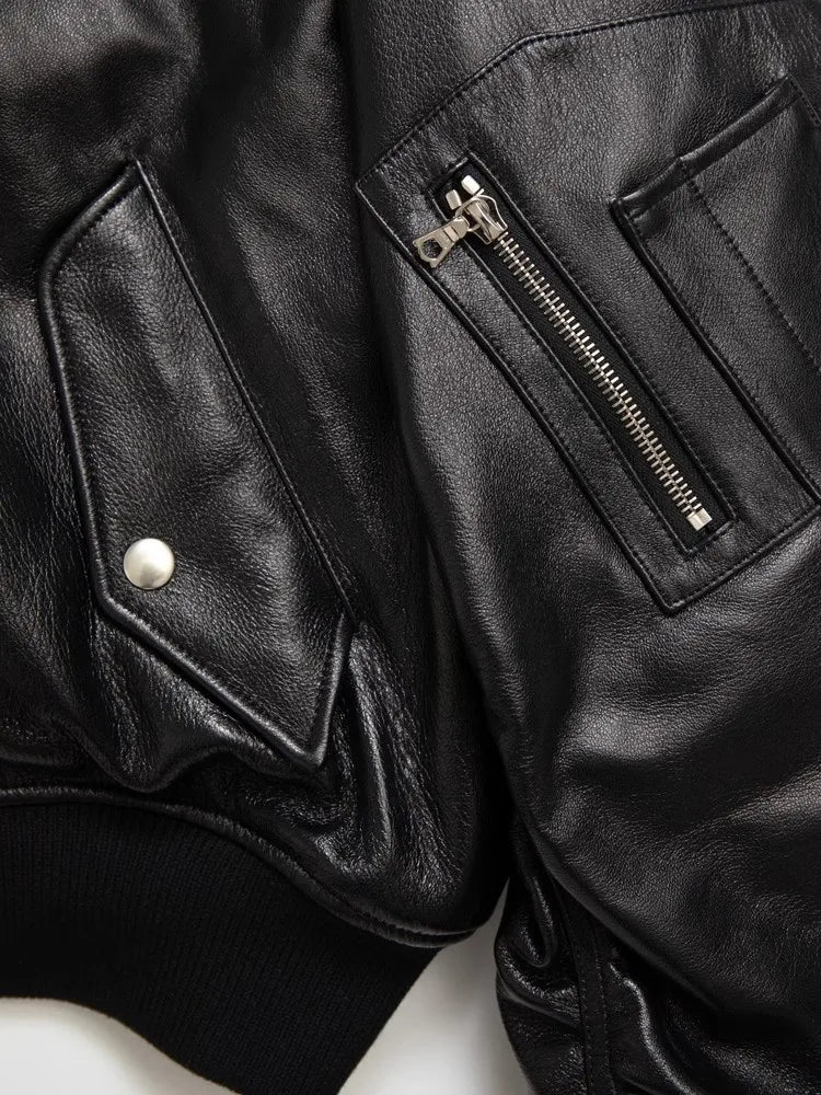 Mauroicardi Autumn Cool Handsome Black Thickened Warm Pu Leather Bomber Jacket Men Zipper Luxury Designer American Clothes 2025