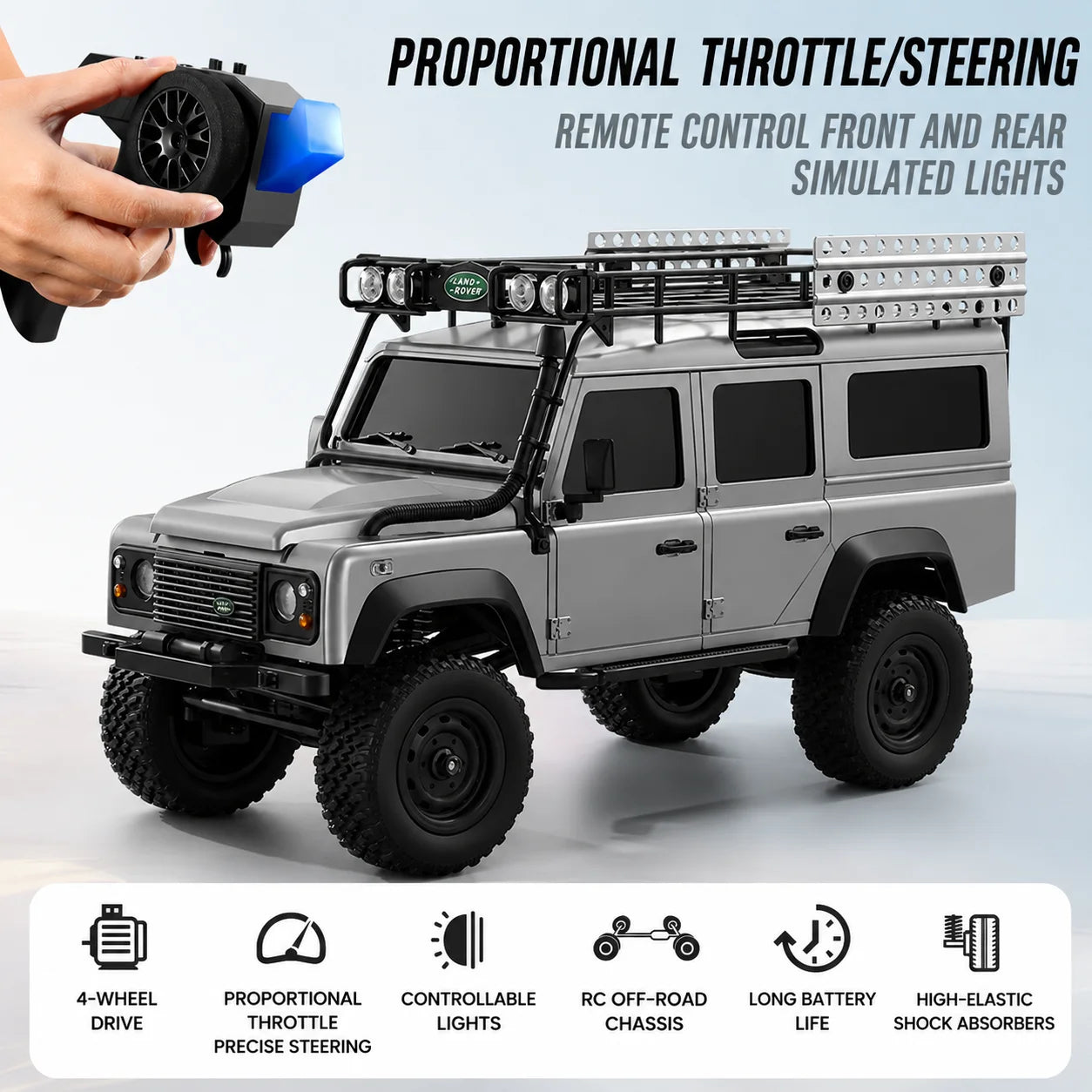 MN-111C 1/18 RC Crawler Car Full Proportional 4WD Off Road Truck with LED Lights