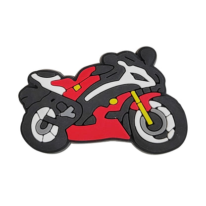 1-12PCS Cartoon Motorcycle Helmet PVC Shoe Charms Design Man Pins Accessories Funny Garden Shoes Buckle Decoration Unisex Gift
