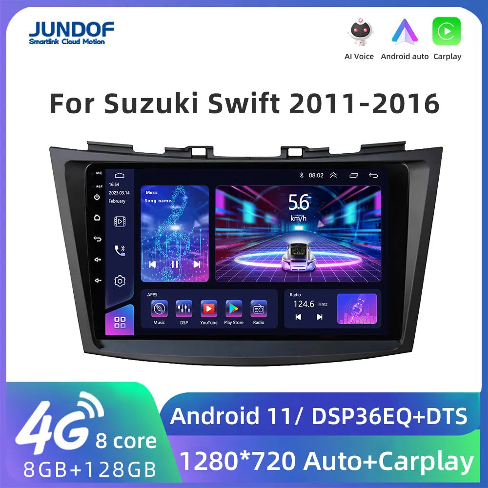 JUNDOF 9" CarPlay 2DIN Android Auto Car Radio Stereo For Suzuki Swift 2011 2012 2013 2014 2015 2016GPS Multimedia Video Player