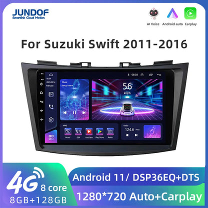 JUNDOF 9" CarPlay 2DIN Android Auto Car Radio Stereo For Suzuki Swift 2011 2012 2013 2014 2015 2016GPS Multimedia Video Player
