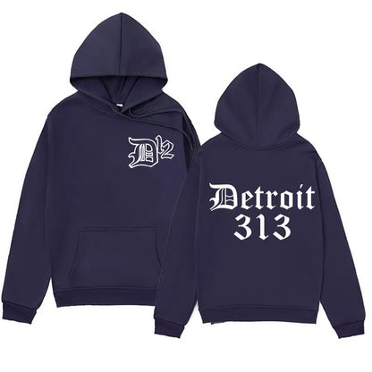 D12 Band Rapper Eminem Hoodie Detroit Michigan 313 Print Hoodies Men Women Hip Hop Vintage Style Sweatshirt Oversized Streetwear