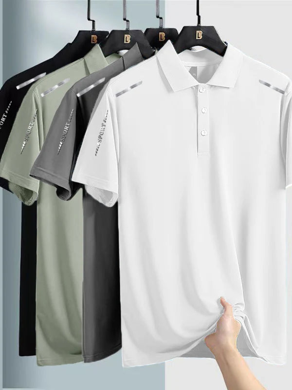 Quick Dry Ice Silk Short Sleeve  Shirt Men's Style Summer Thin Casual Business High End Top Shirt T-Shirt for Men