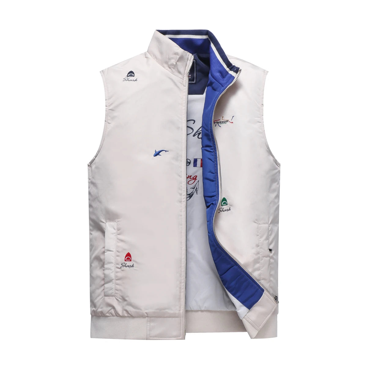 TACE&SHARK Brand Winter Sleeveless Shark Vest Tank Casual Waistcoat Men's Vest Jacket Male Slim Coat Vest Homme Top