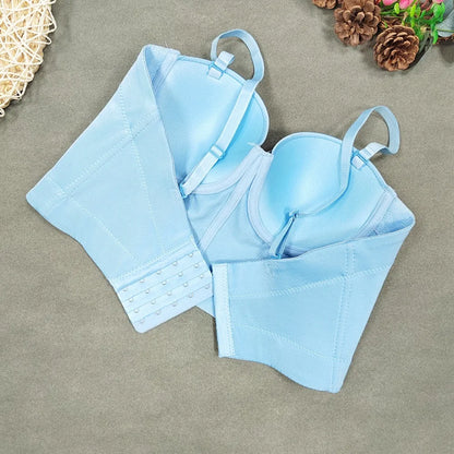 SXTHAENOO Summer 8 colors Fashion Mesh Push Up Bralet Women's Corset Simple Bustier Bra Night Club Party Sexy Cropped Top Vest