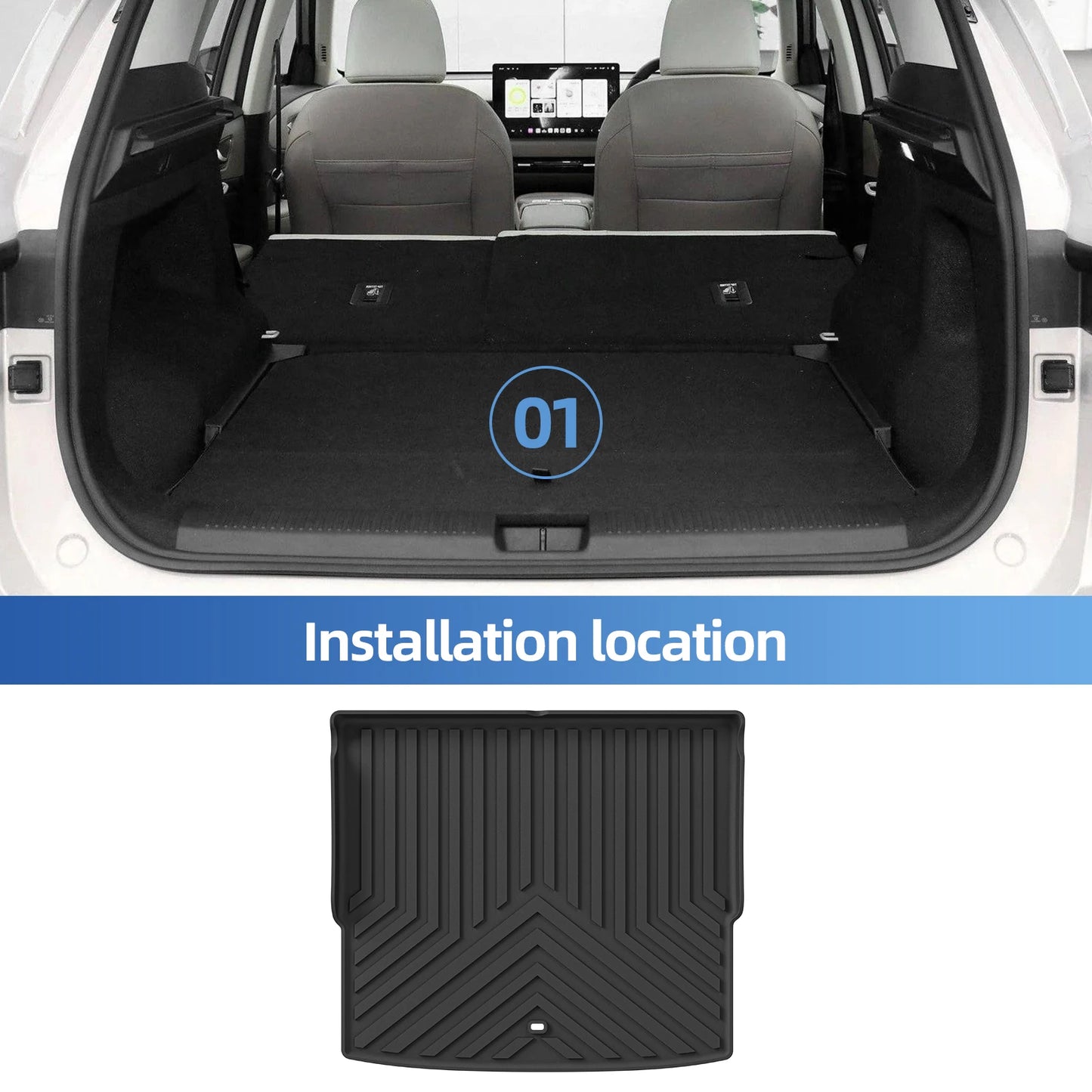 LUCKEASY Right Drive for MG S5 EV RHD 2024-2026 Car Floor Mats Trunk Pad TPE 3D Foot Pad All Weather Auto Accessories Black
