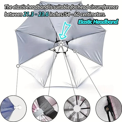 Umbrella hat Head-mounted umbrella Summer rain and sun protection Outdoor fishing Umbrella hat Head-worn umbrella hat