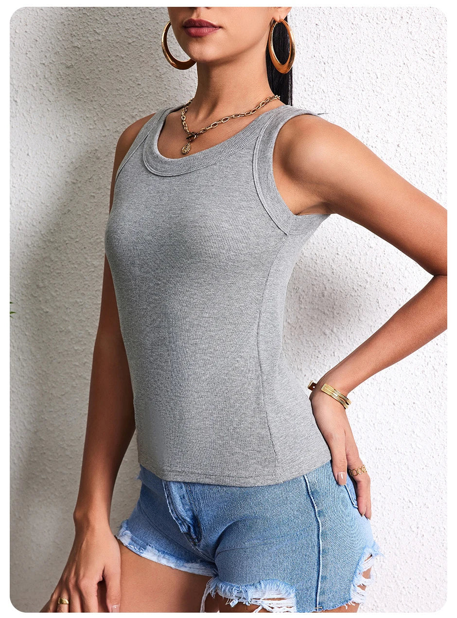 6/3/1 Piece Ladies Bottoming Solid Color Fashion Threaded Vest Casual Joker Sports Girl Mixed Color Combination Coat Parent-chil