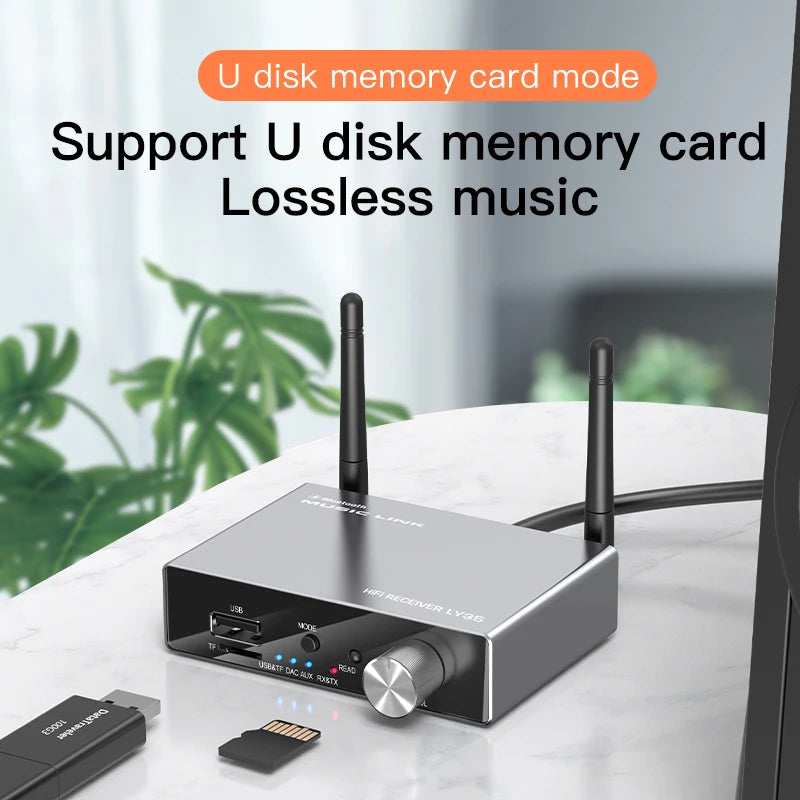 6 IN 1 DAC Bluetooth 5.3 Receiver Transmitter Optical Coaxial AUX RCA USB TF Wireless Audio Adapter Digital to Analog Converter