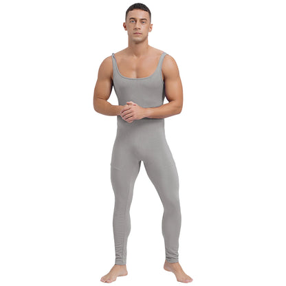Mens Athletic Jumpsuit Square Neck Sleeveless Leotard Ribbed Striped Tank Unitard Wrestling Singlet Workout Yoga Bodysuit Romper