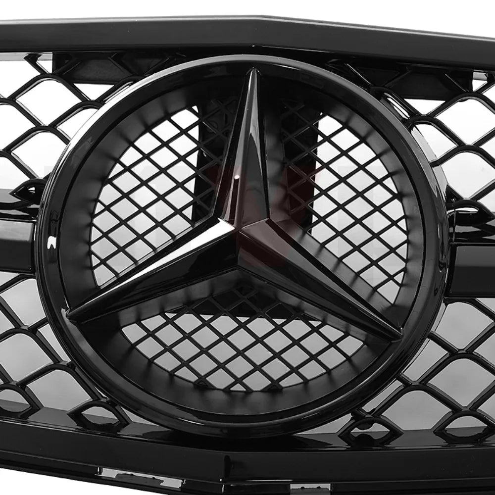 Glossy Black AMG Style Bumper Grille Grill With OE Style Emblem Logo For Mercedes Benz C-Class W204 2008-14 C180 C200 C250 C350