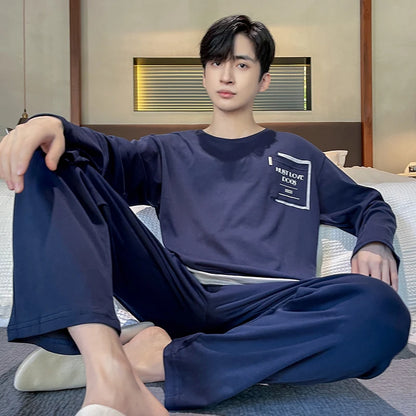 Soft Cotton Pajamas Autumn Men's Plaid Sleepwear Big Yards L-4XL Pajama Sets Casual Sleep&Lounge Pyjamas Pijamas Hombre
