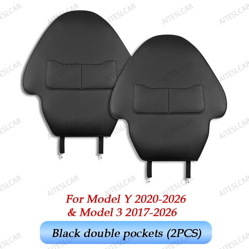 Car Seat Back Protective Mat For Tesla Model 3 / Y Full Seat Anti Kick Pad Leather Anti Scratch Protector Mats Car Accessories