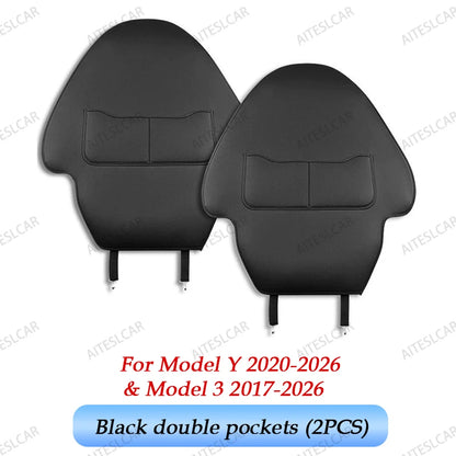 Car Seat Back Protective Mat For Tesla Model 3 / Y Full Seat Anti Kick Pad Leather Anti Scratch Protector Mats Car Accessories