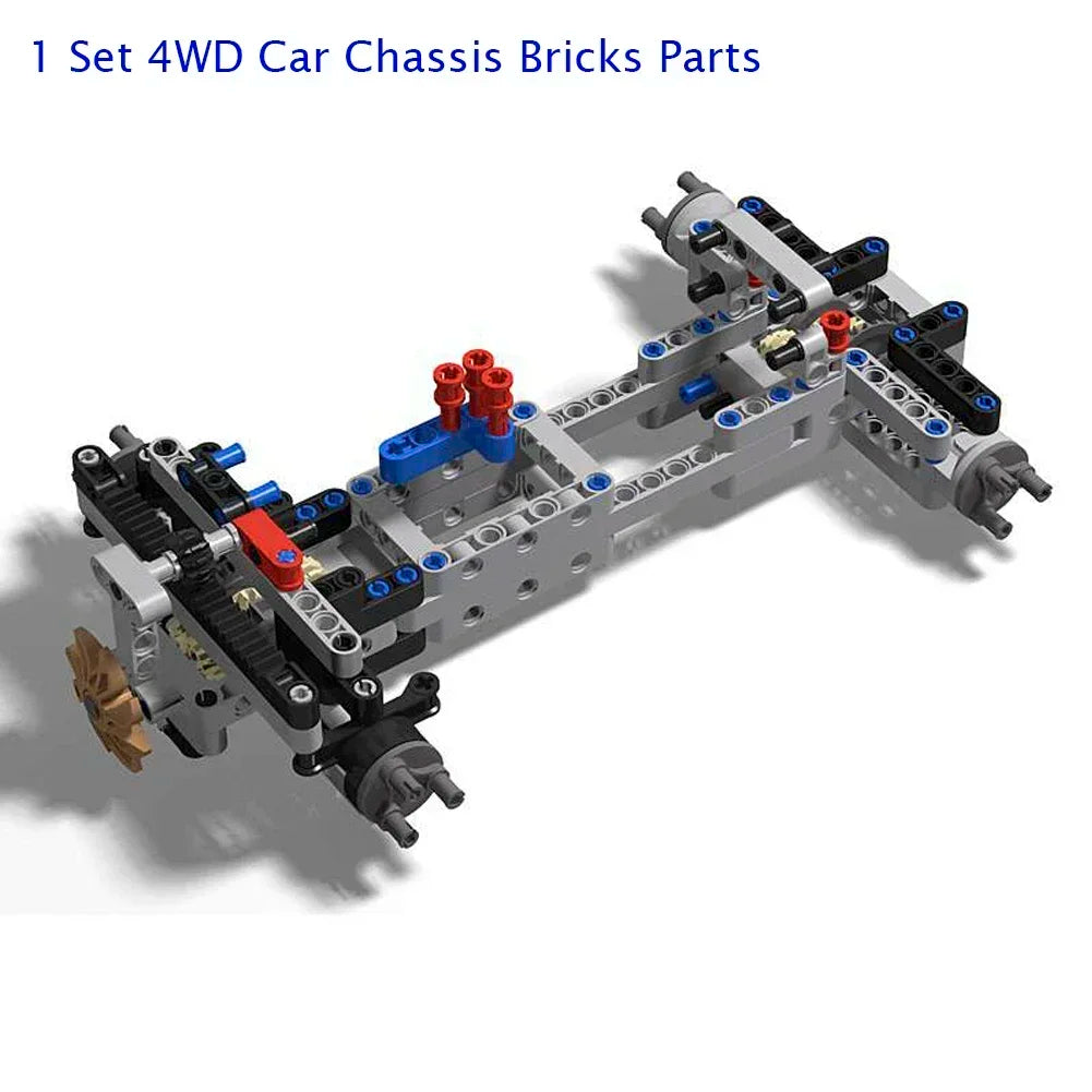 4WD Technical Car Chassis Bricks Kit with IR Remote Control/M Servo Motor/AA Battery Box for Legoeds MOC Bricks Toys