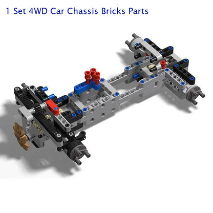 4WD Technical Car Chassis Bricks Kit with IR Remote Control/M Servo Motor/AA Battery Box for Legoeds MOC Bricks Toys