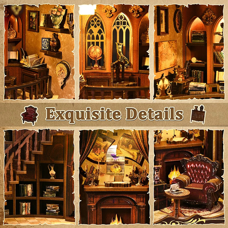 DIY 3D Wooden Book Nook Doll Houses Kits Puzzle Booknook Miniature Desktop Decor Creative Toys For Xmas Gifts