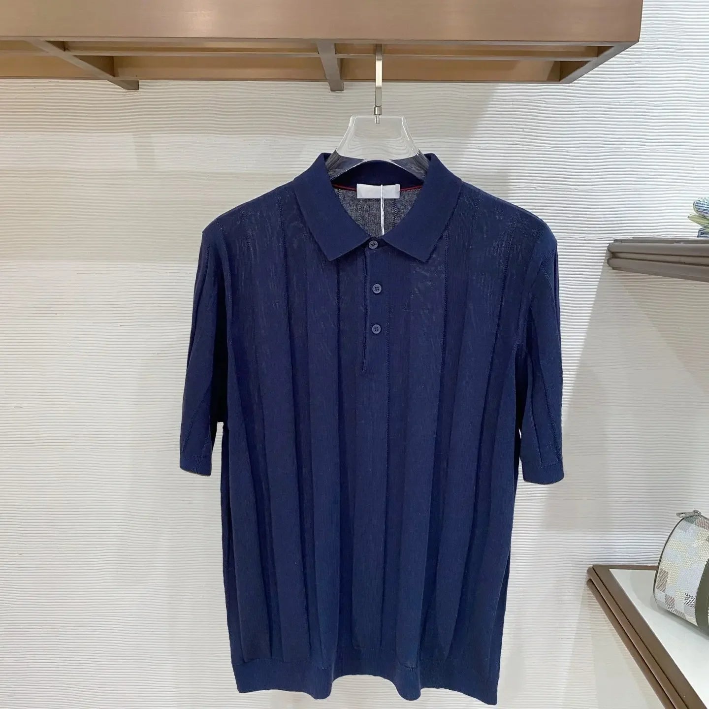 BC Yarn Linen Cotton Blended Lapel Striped Knitted POLO Shirt